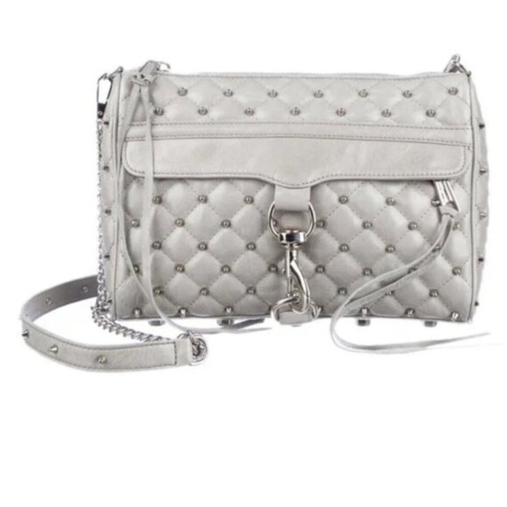Rebecca Minkoff Studs Mini Mac Leather Crossbody Chain Shoulder‎ Bag Zip Pocket